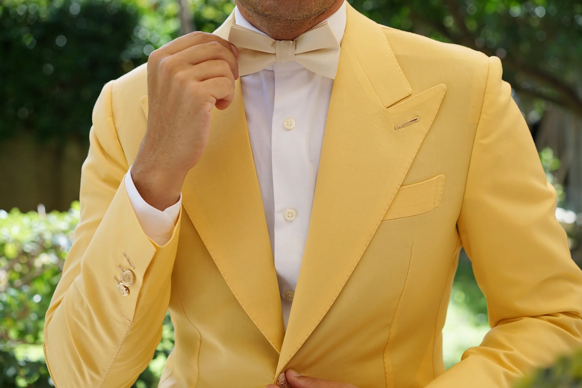 Champagne Twill Bow Tie - Image 5