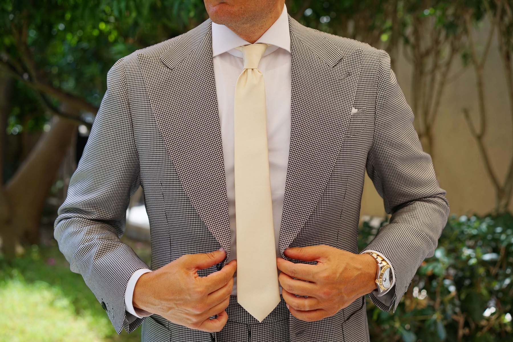 Champagne Twill Skinny Tie - Image 6
