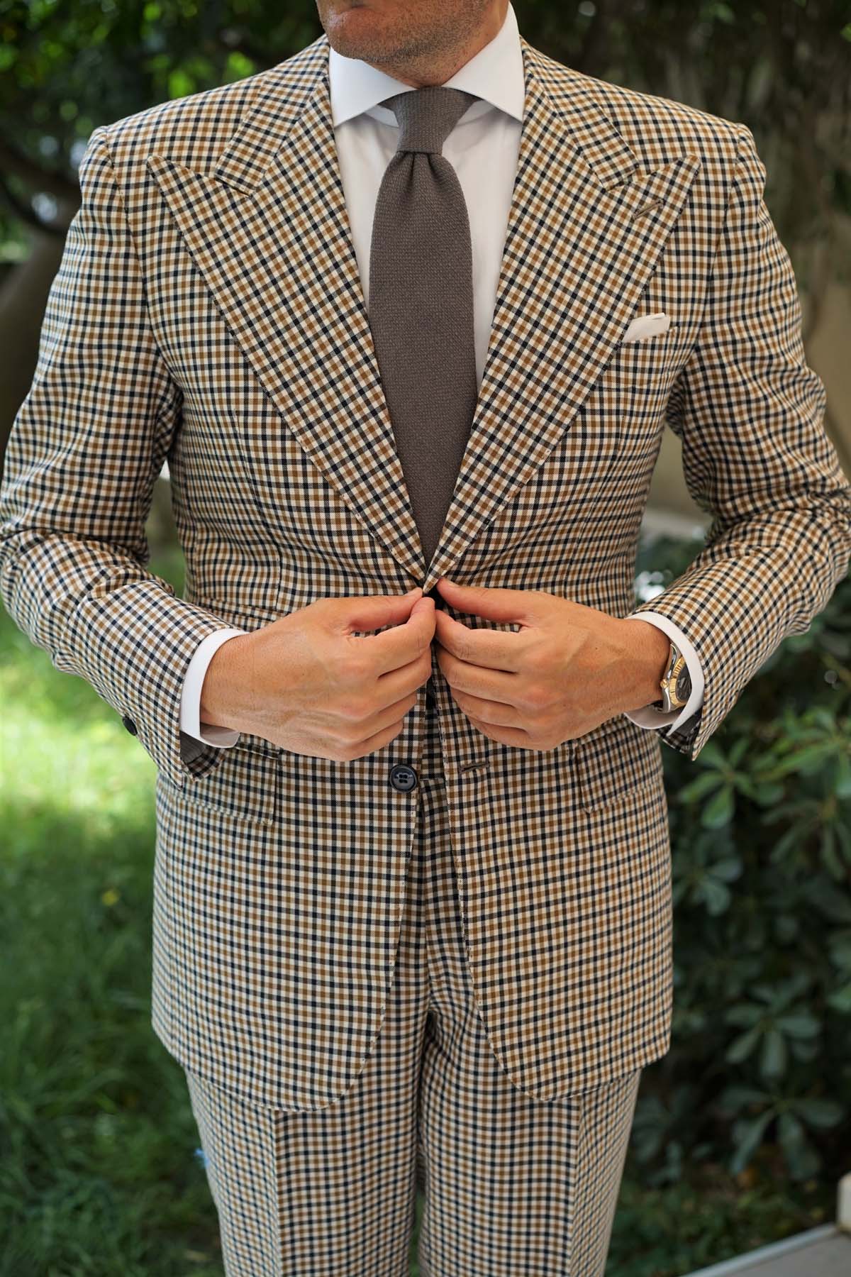 Charcoal Graphite Weave Linen Necktie - Image 5