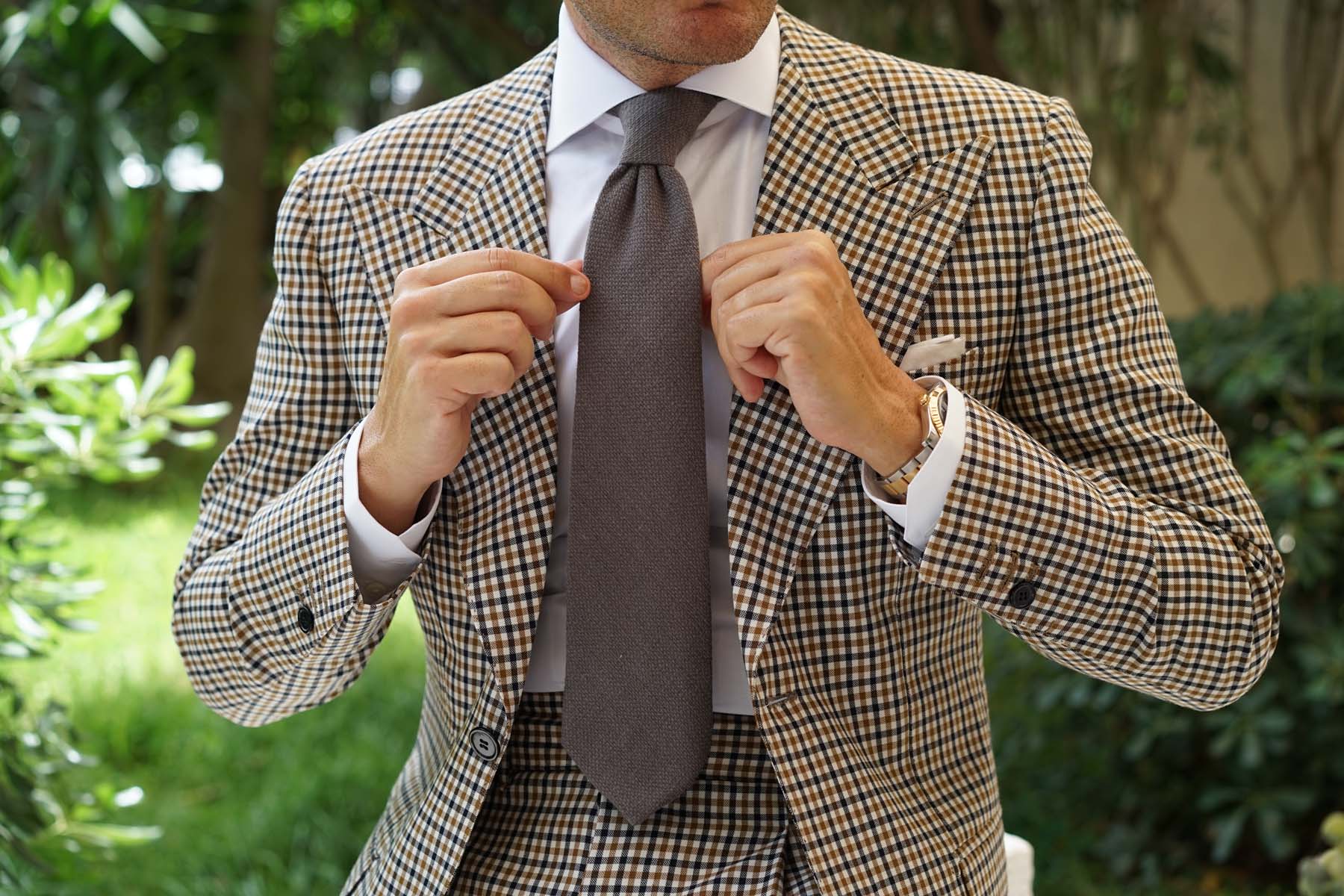 Charcoal Graphite Weave Linen Necktie - Image 6
