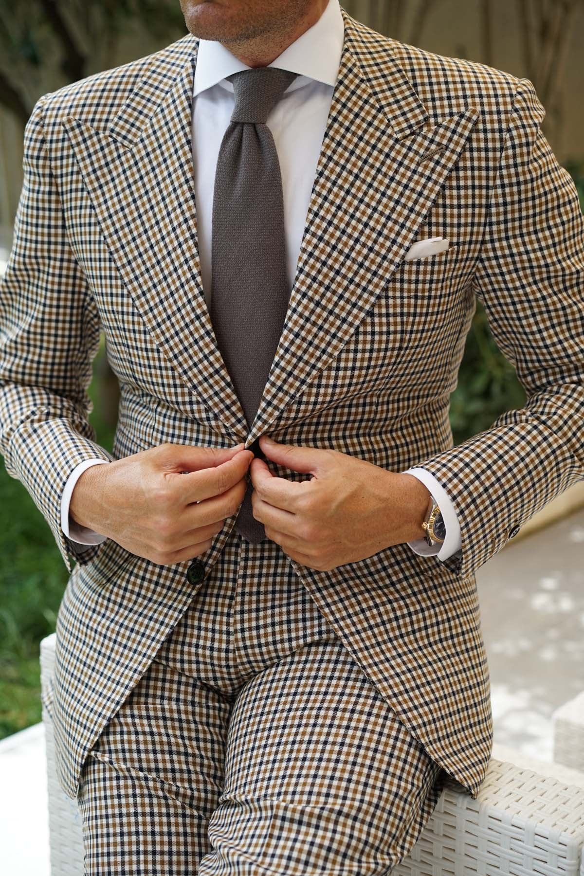Charcoal Graphite Weave Linen Necktie - Image 7