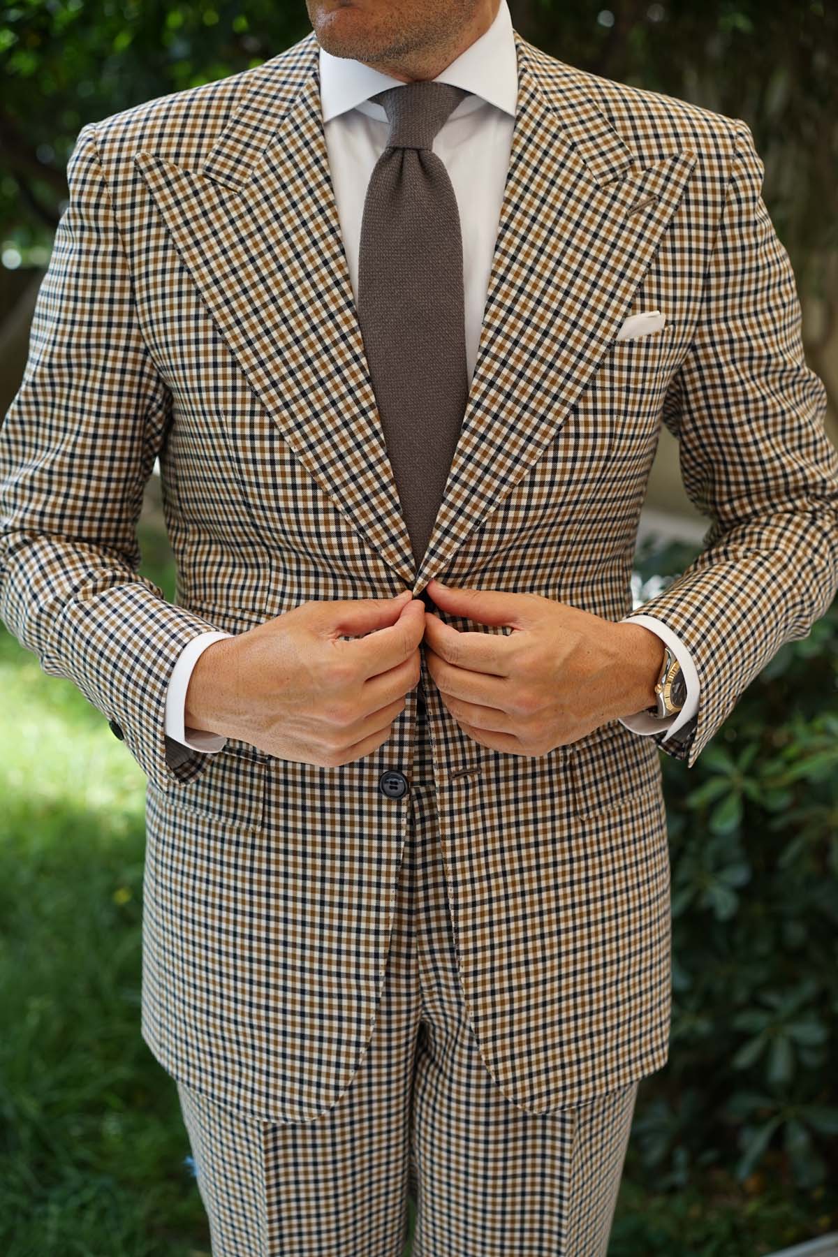 Charcoal Graphite Weave Linen Necktie - Image 9