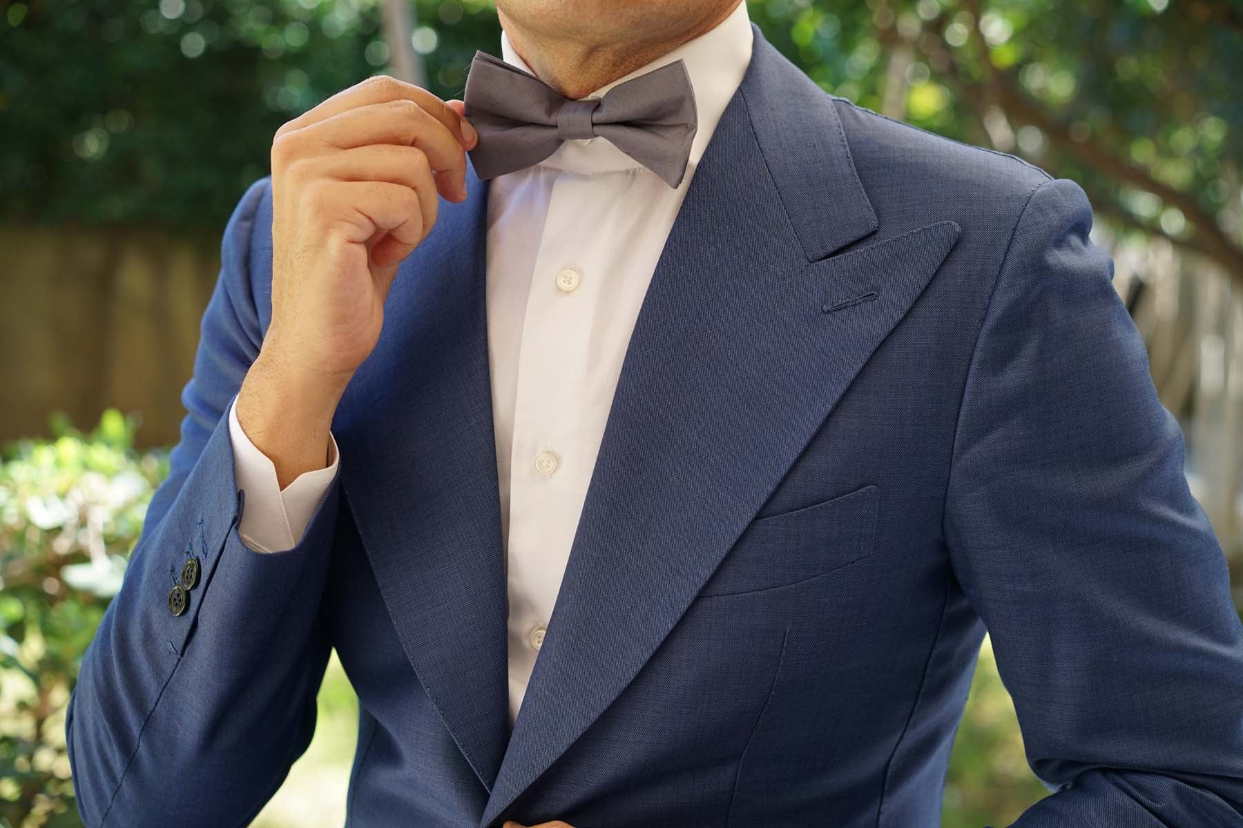 Charcoal Grey Cotton Bow Tie - Image 3