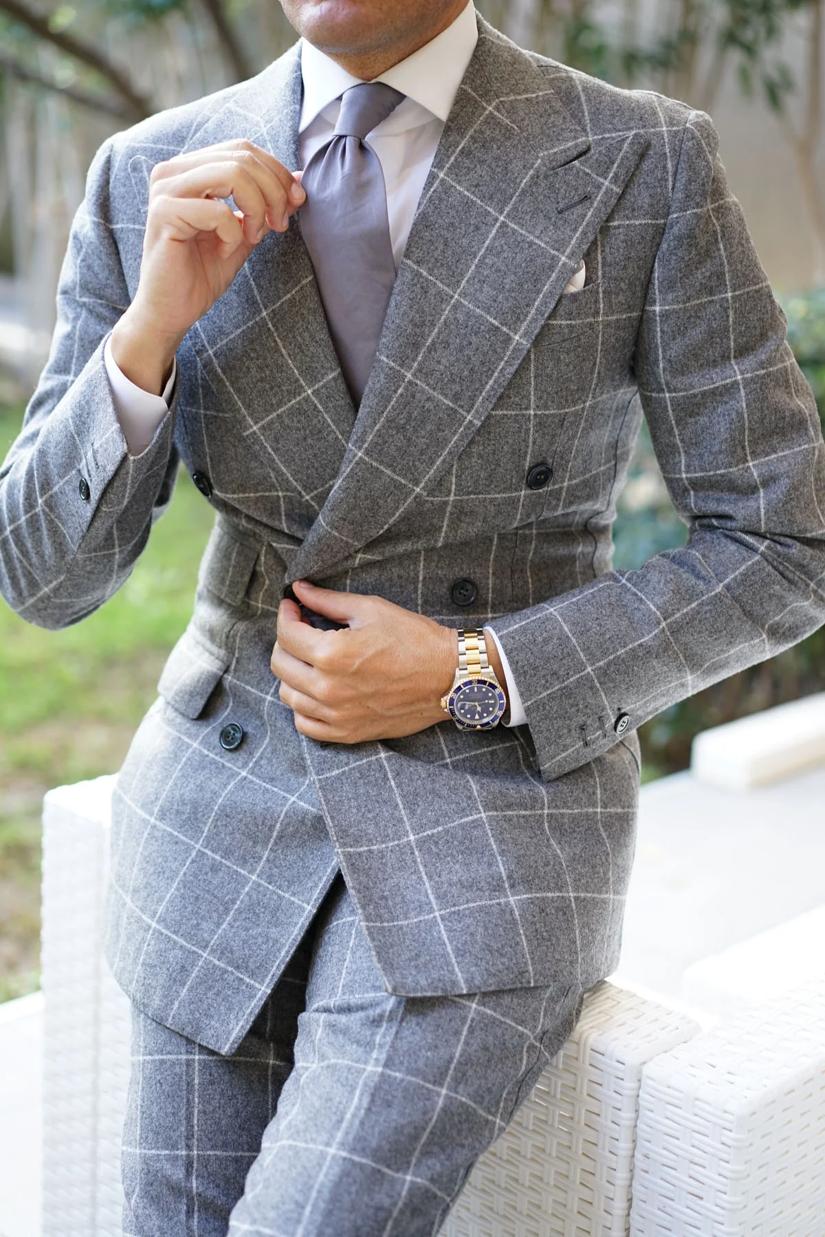 Charcoal Grey Cotton Necktie - Image 10