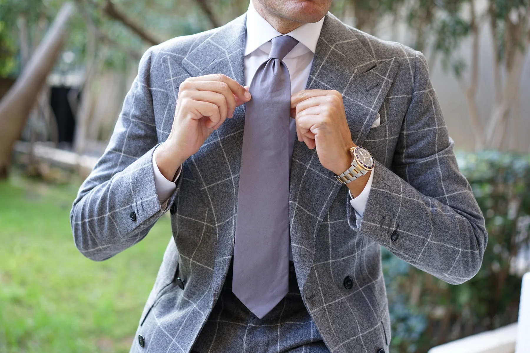 Charcoal Grey Cotton Necktie - Image 11