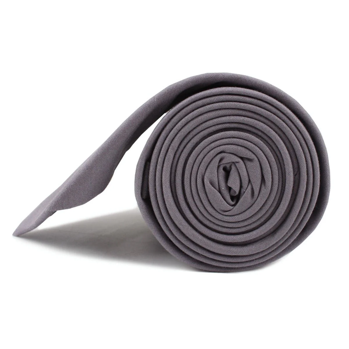Charcoal Grey Cotton Skinny Tie - Image 3