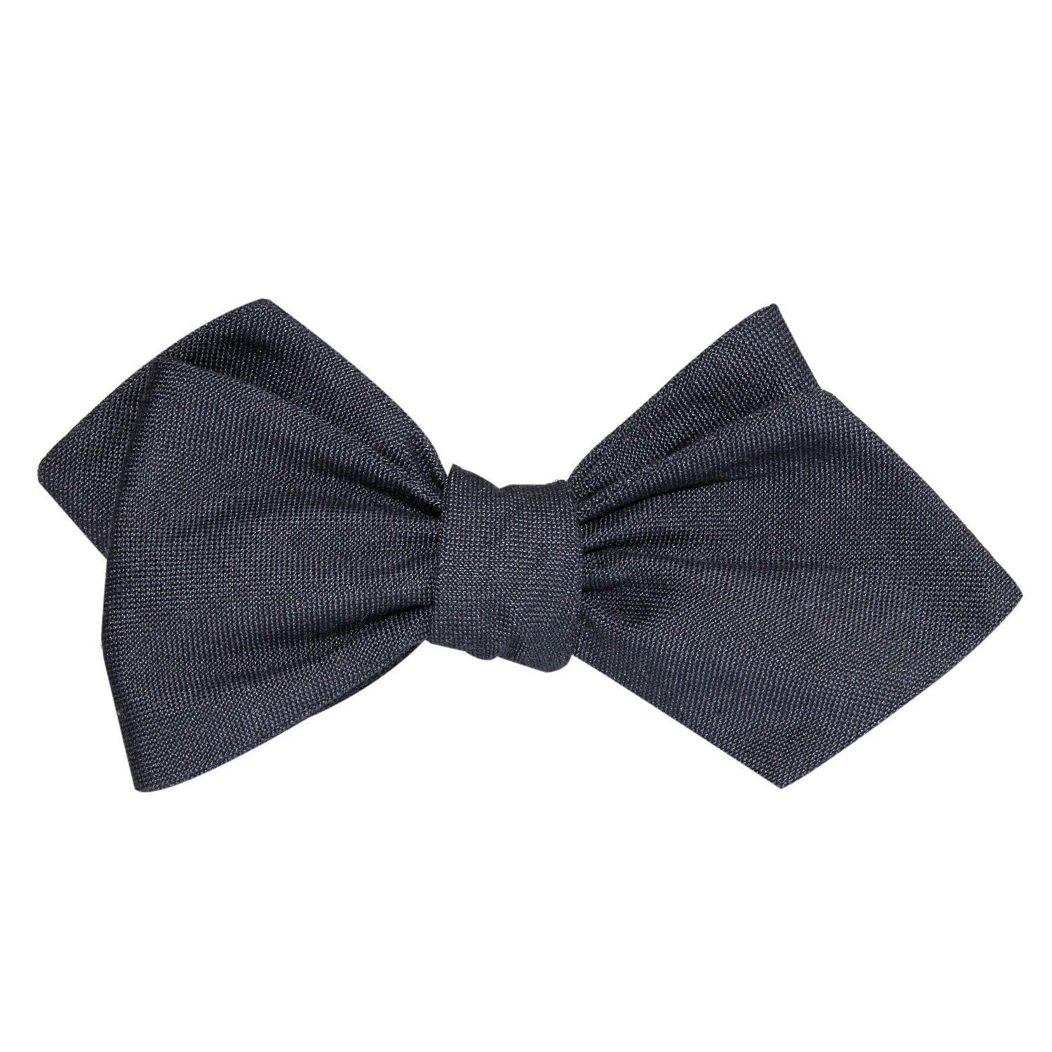 Charcoal Grey Slub Linen Self Tie Diamond Tip Bow Tie - Image 2