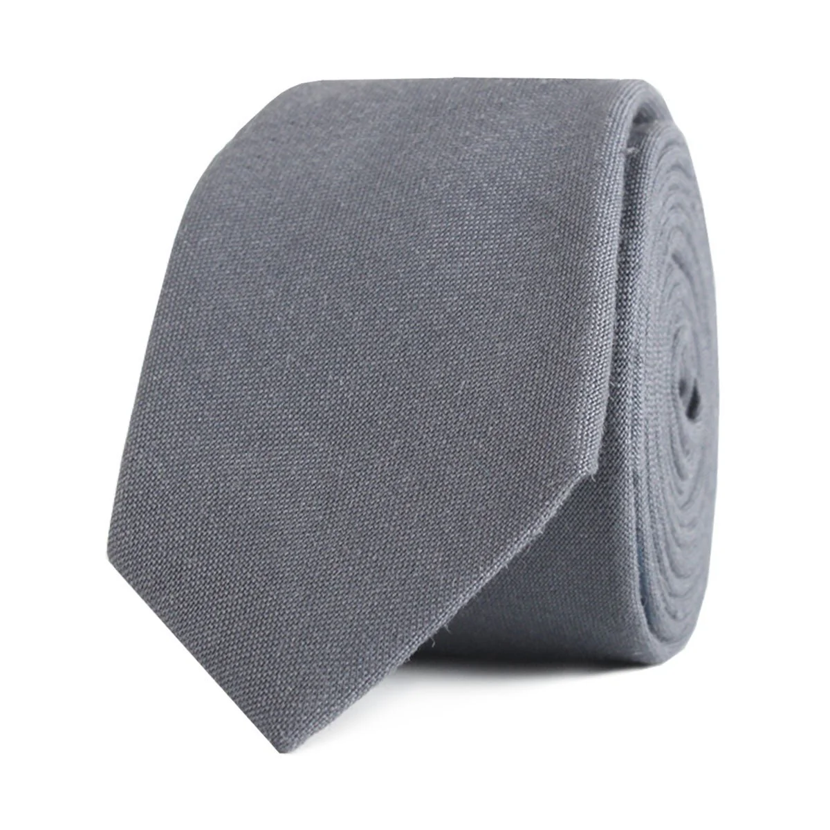 Charcoal Grey Slub Linen Skinny Tie - Image 2