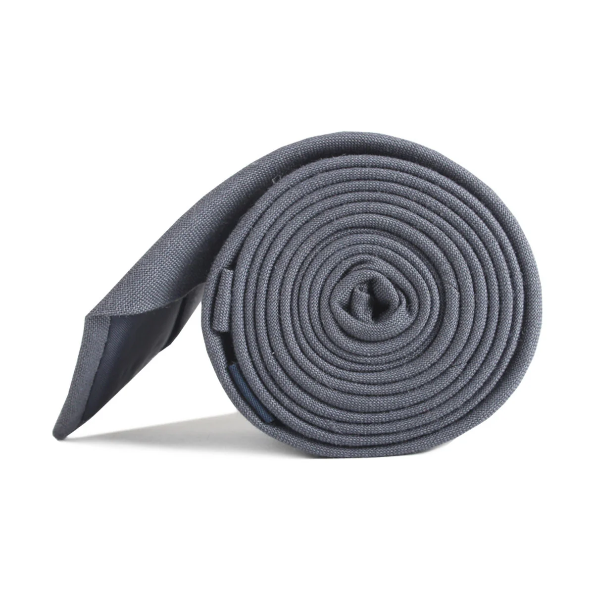 Charcoal Grey Slub Linen Skinny Tie - Image 3