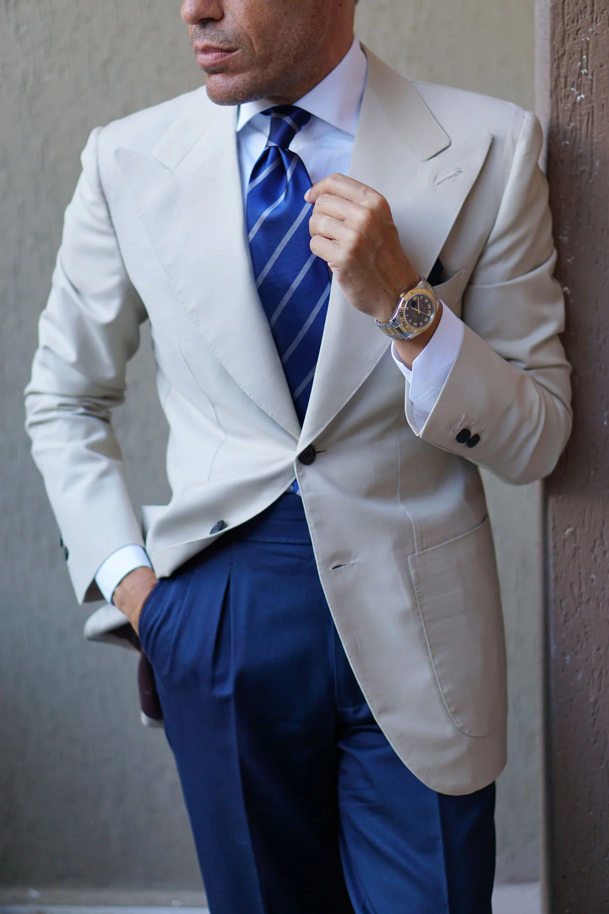 Charcoal Grey Striped Necktie - Image 6