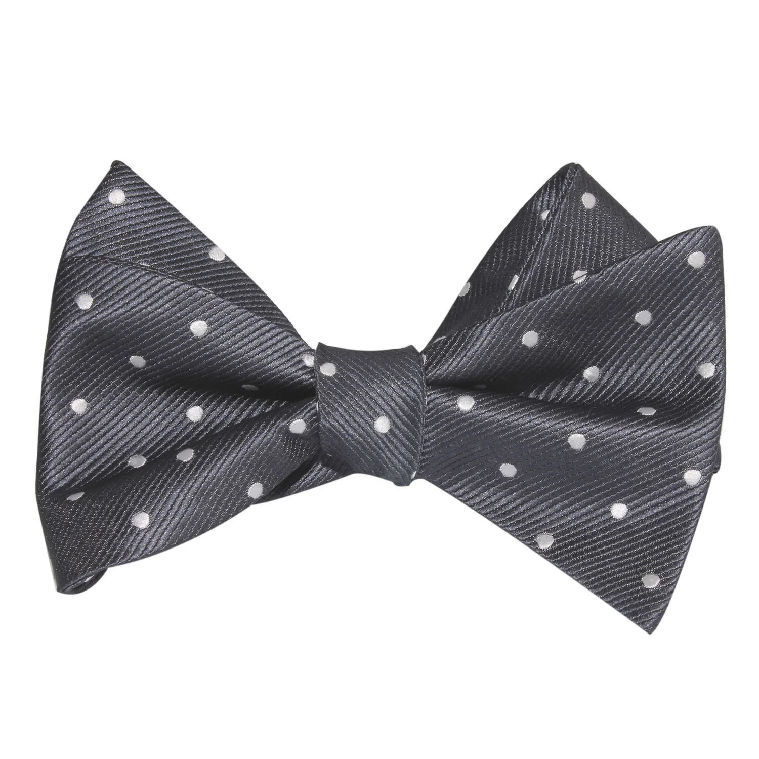 Charcoal Grey with White Polka Dots Self Tie Bow Tie - Image 2