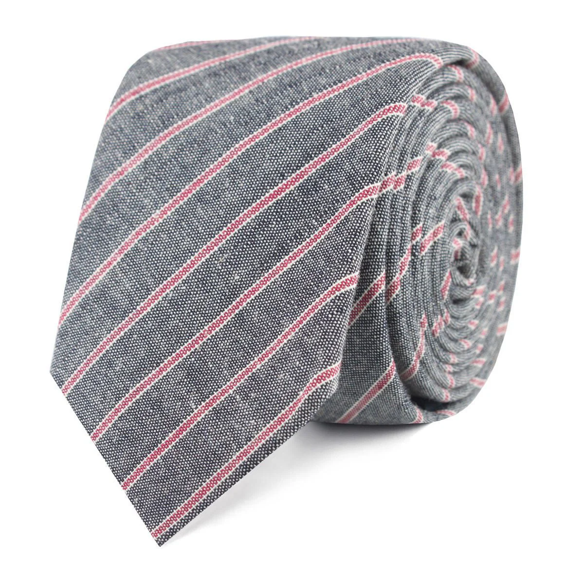 Cherry Red Pinstripe Skinny Tie - Image 2