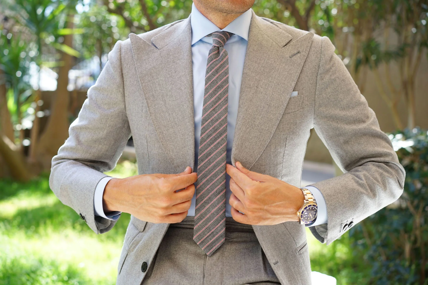 Cherry Red Pinstripe Skinny Tie - Image 4