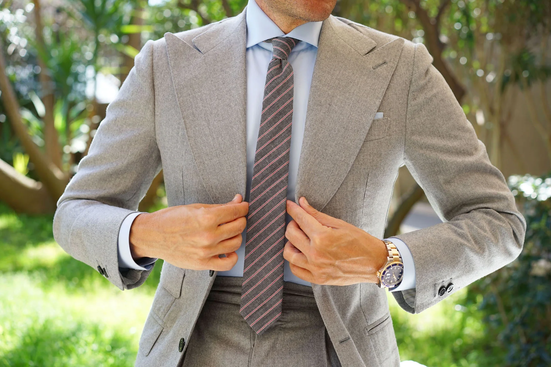 Cherry Red Pinstripe Skinny Tie - Image 6