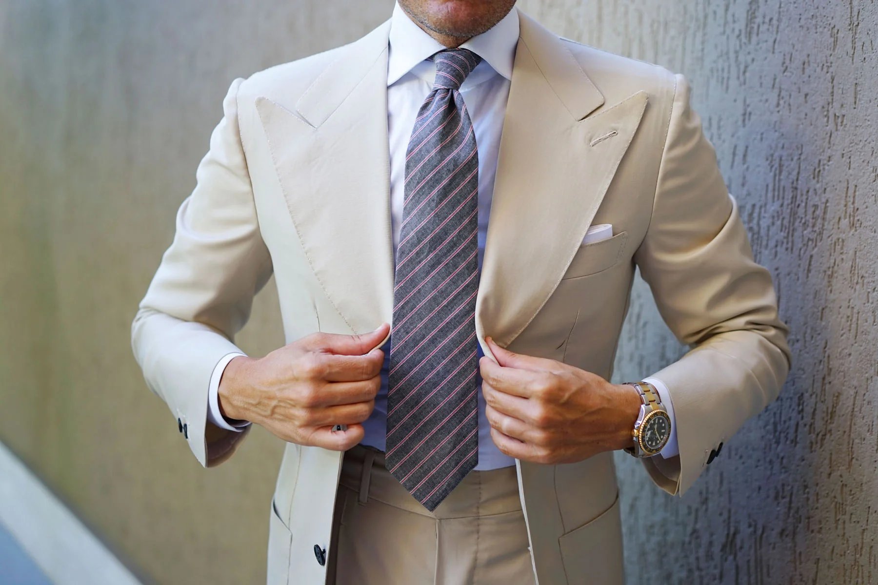 Cherry Red Pinstripe Tie - Image 10