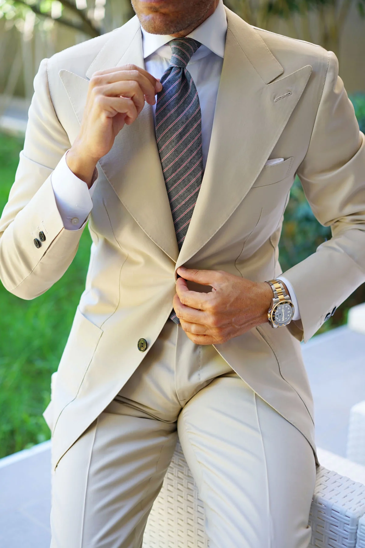 Cherry Red Pinstripe Tie - Image 11