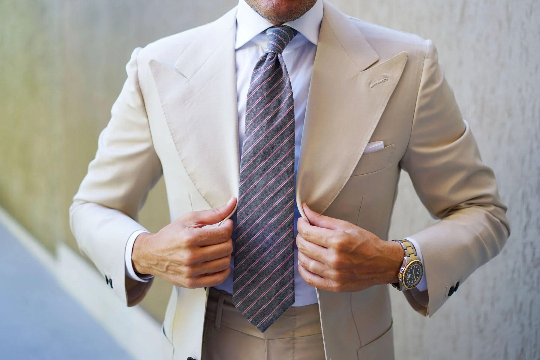 Cherry Red Pinstripe Tie - Image 12