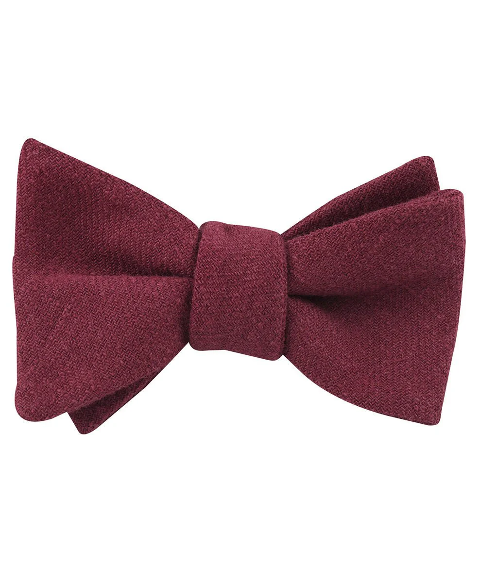 Chianti Maroon Linen Self Bow Tie - Image 2