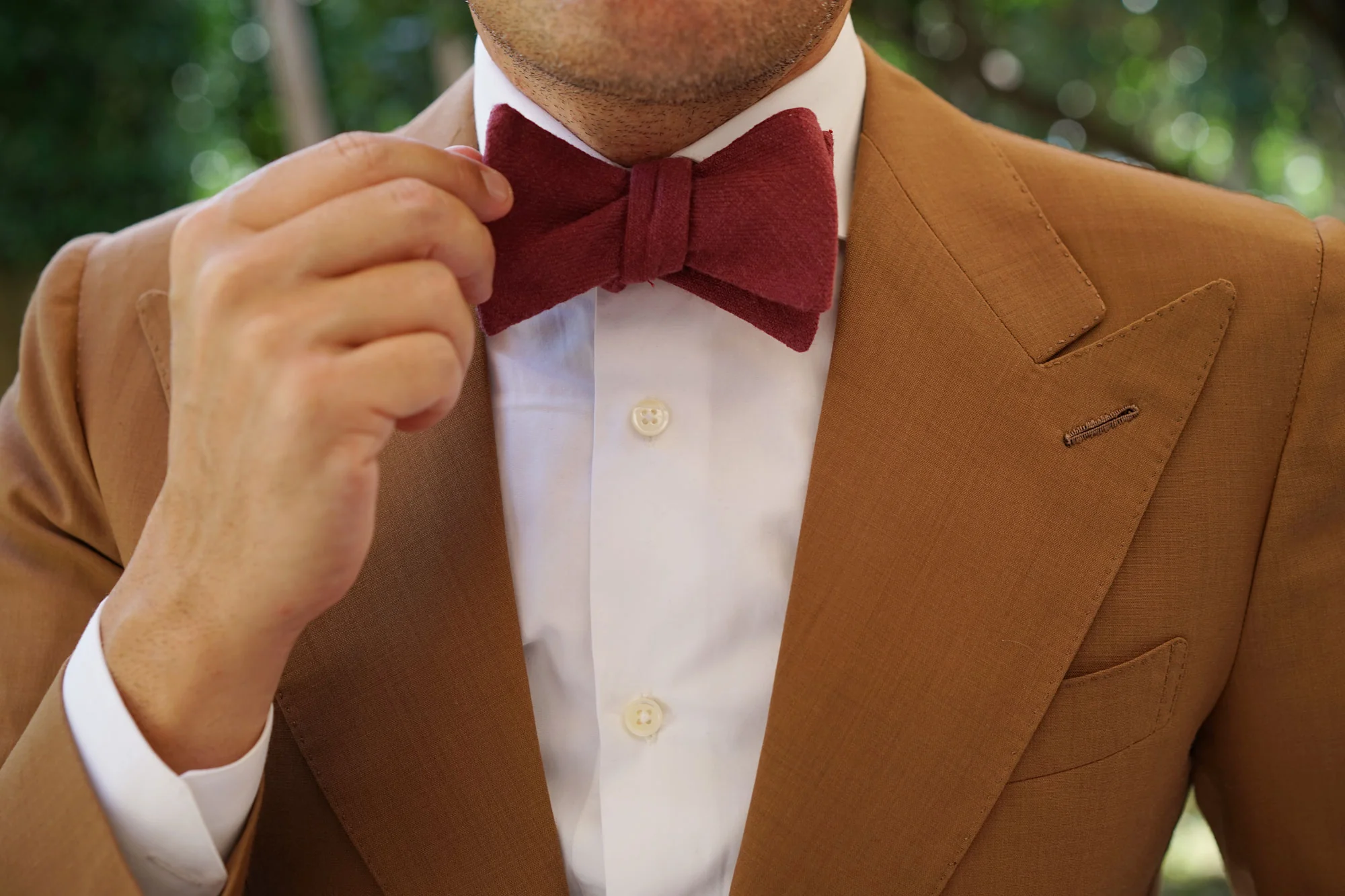 Chianti Maroon Linen Self Bow Tie - Image 8