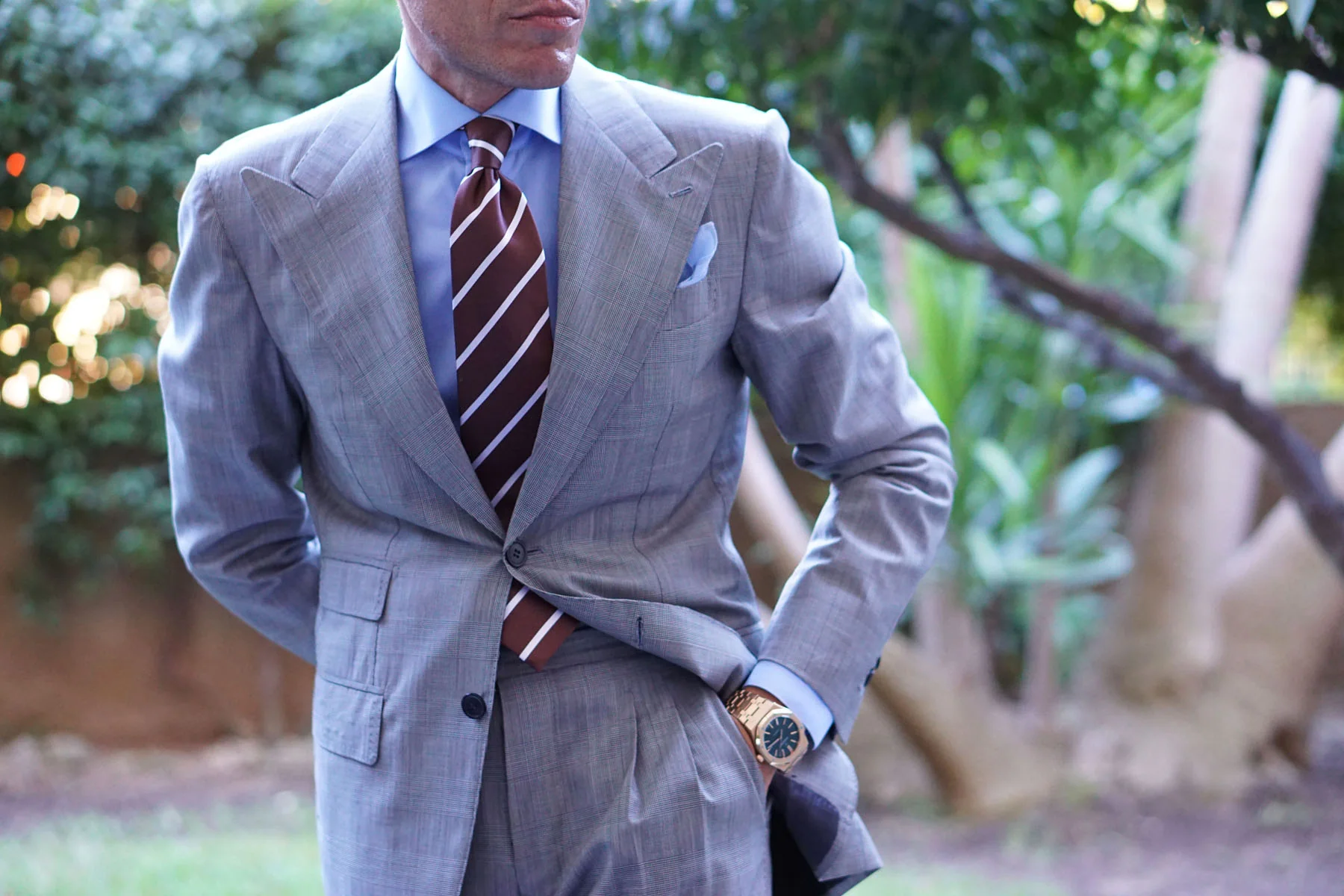 Chocolate Brown Striped Necktie - Image 13