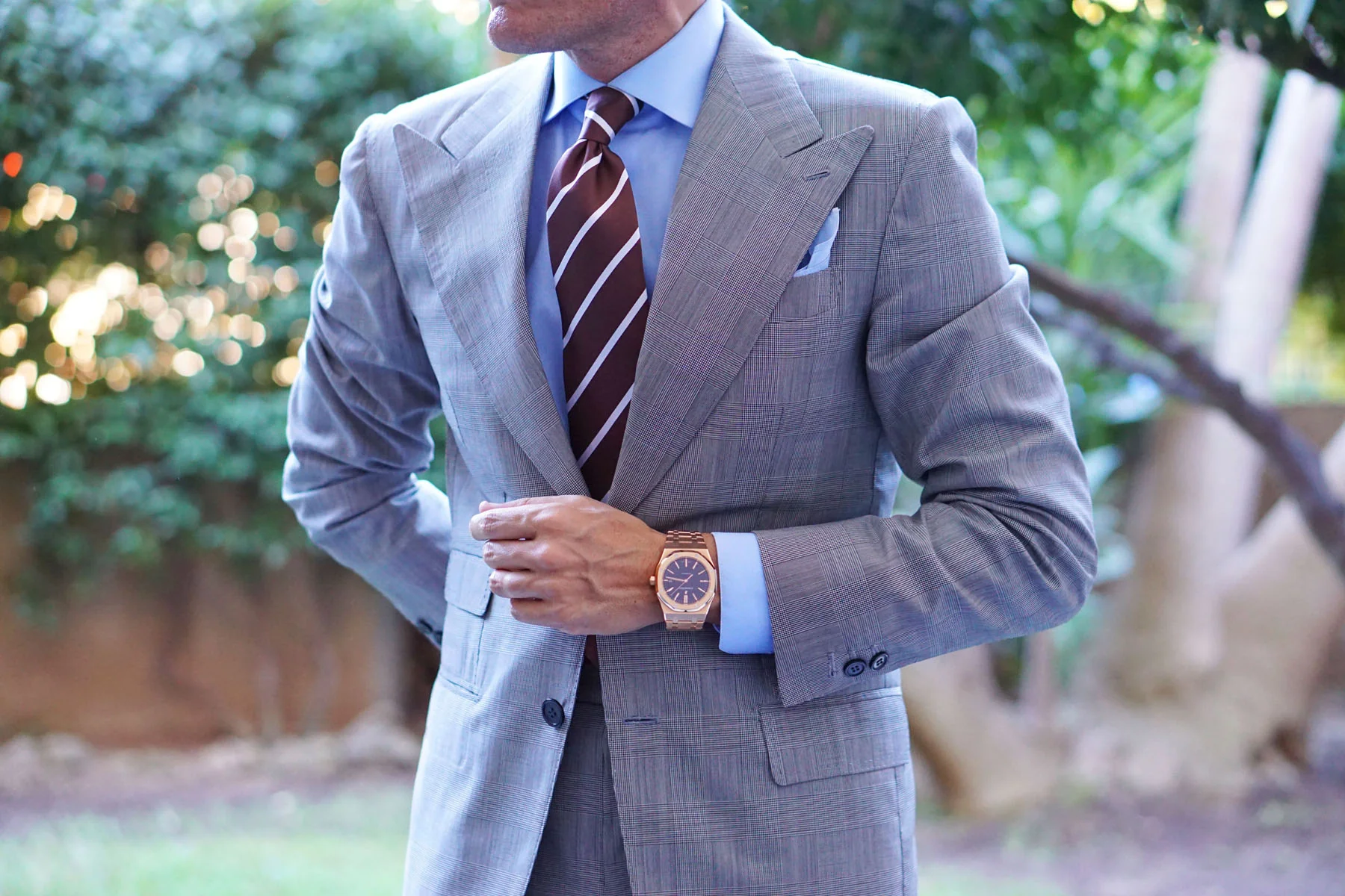 Chocolate Brown Striped Necktie - Image 16