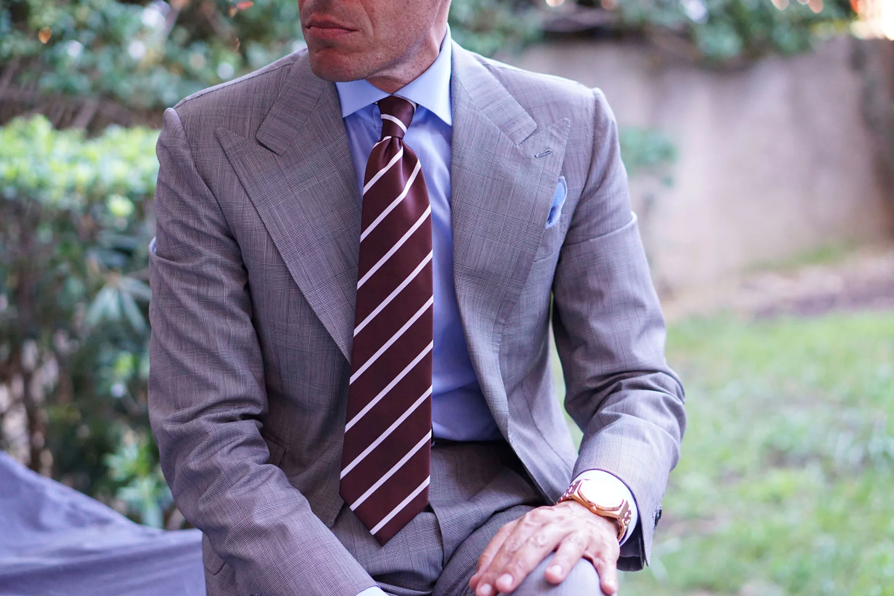 Chocolate Brown Striped Necktie - Image 27