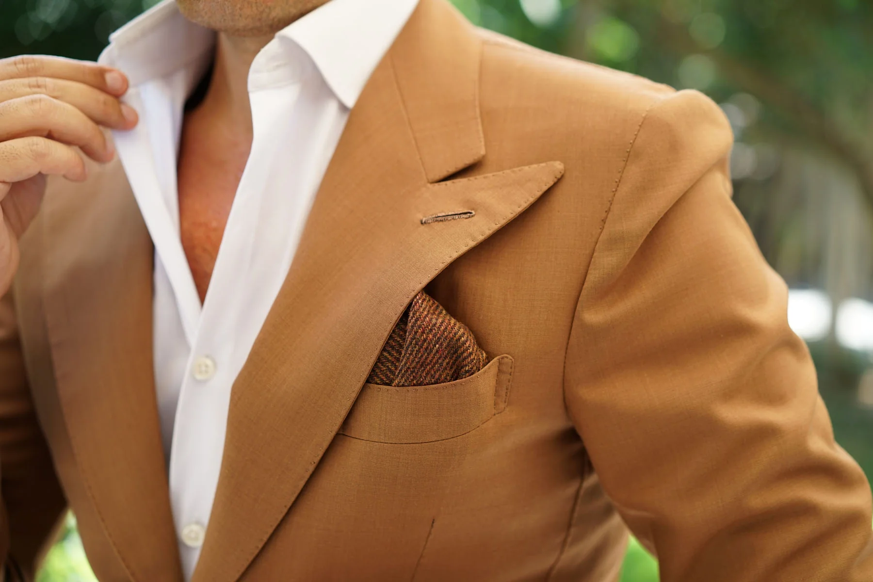 Chocolate Brown Striped Wool Pocket Square - Image 7