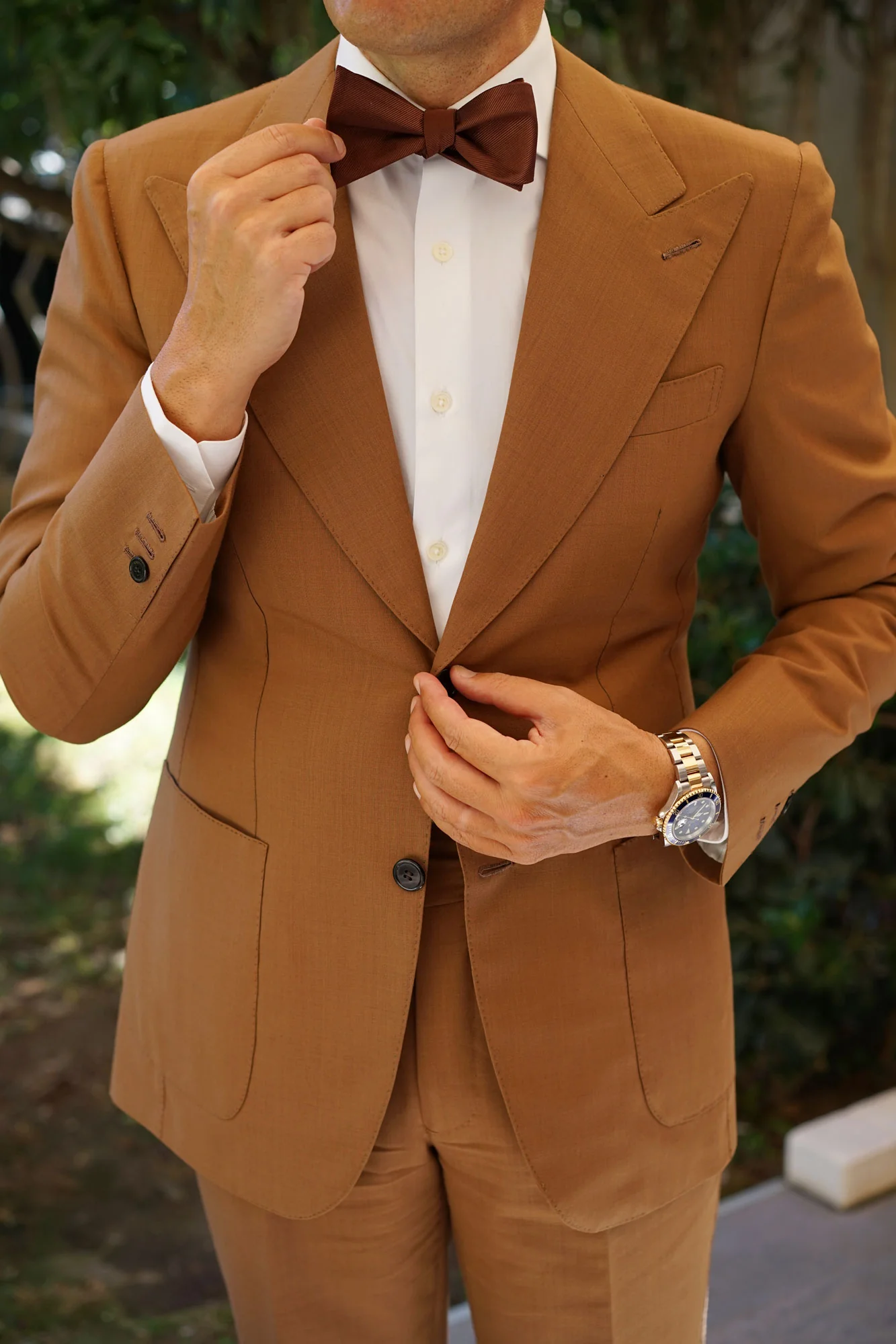 Chocolate Brown Twill Self Bow Tie - Image 5