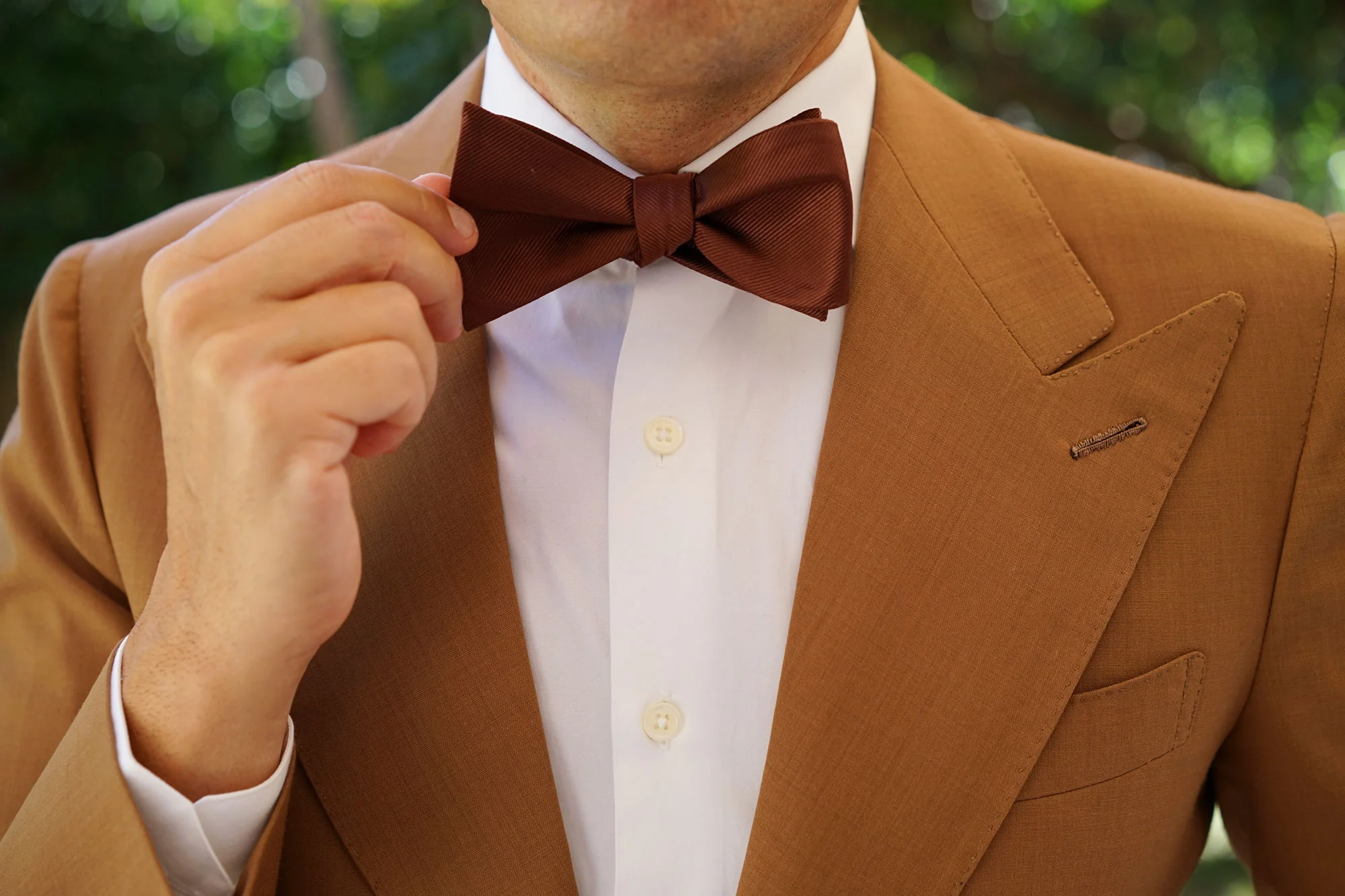 Chocolate Brown Twill Self Bow Tie - Image 7