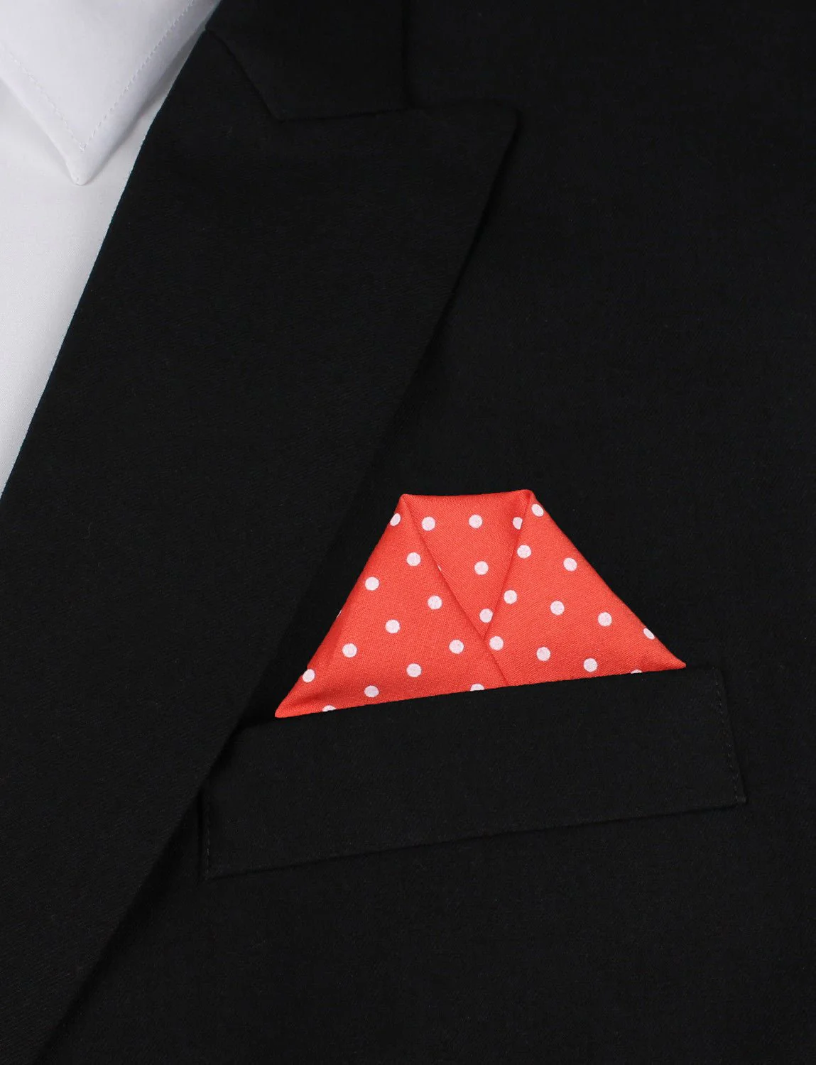 Cinnabar Red with White Polka Dots Cotton Pocket Square - Image 4
