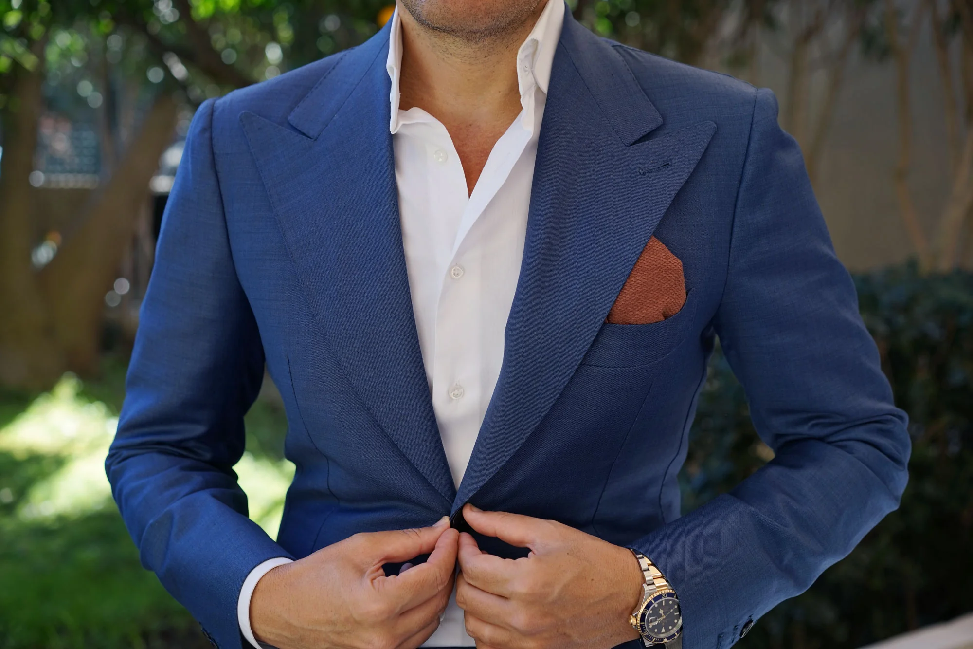 Cinnamon Brown Coarse Linen Pocket Square - Image 3