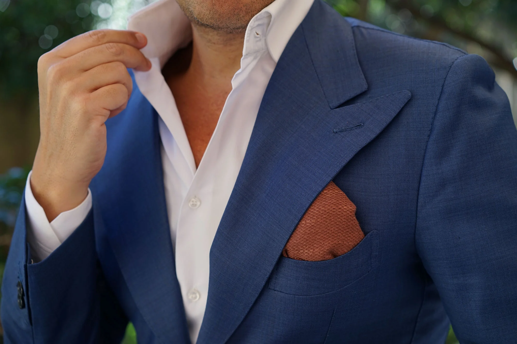 Cinnamon Brown Coarse Linen Pocket Square - Image 6