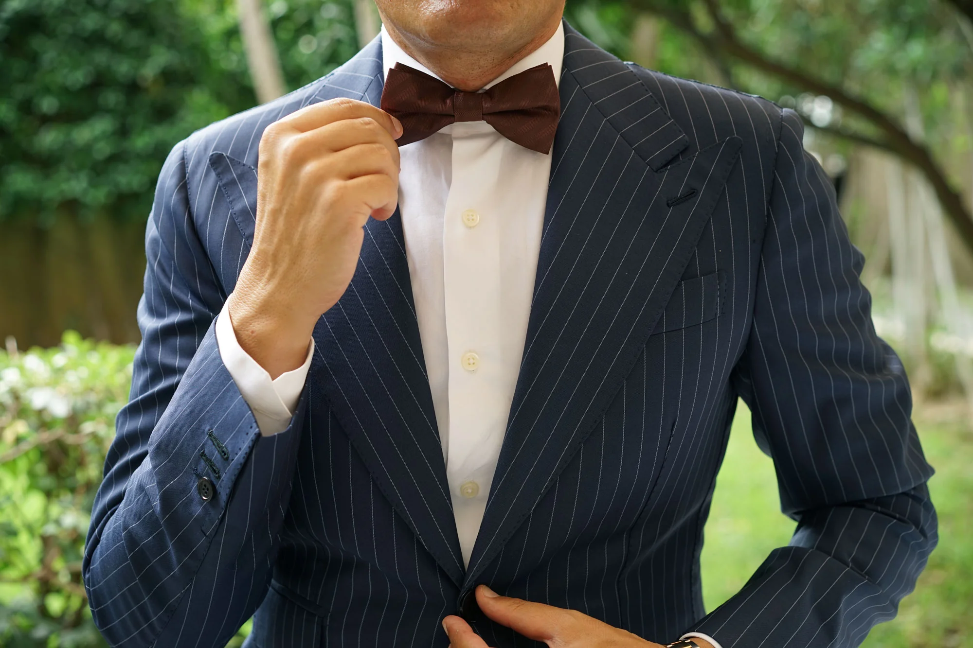 Cinnamon Brown Striped Bow Tie - Image 5