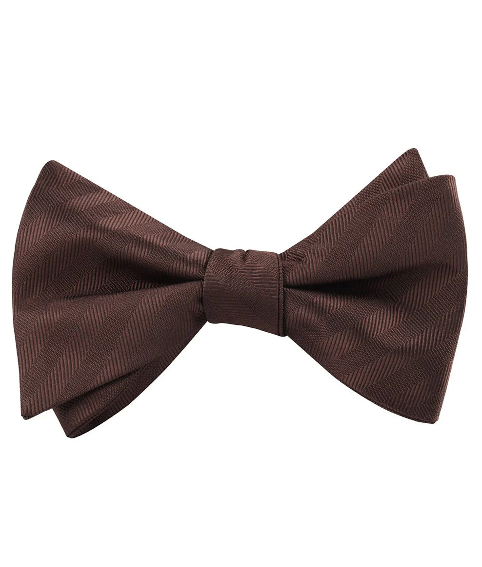 Cinnamon Brown Striped Self Bow Tie - Image 2