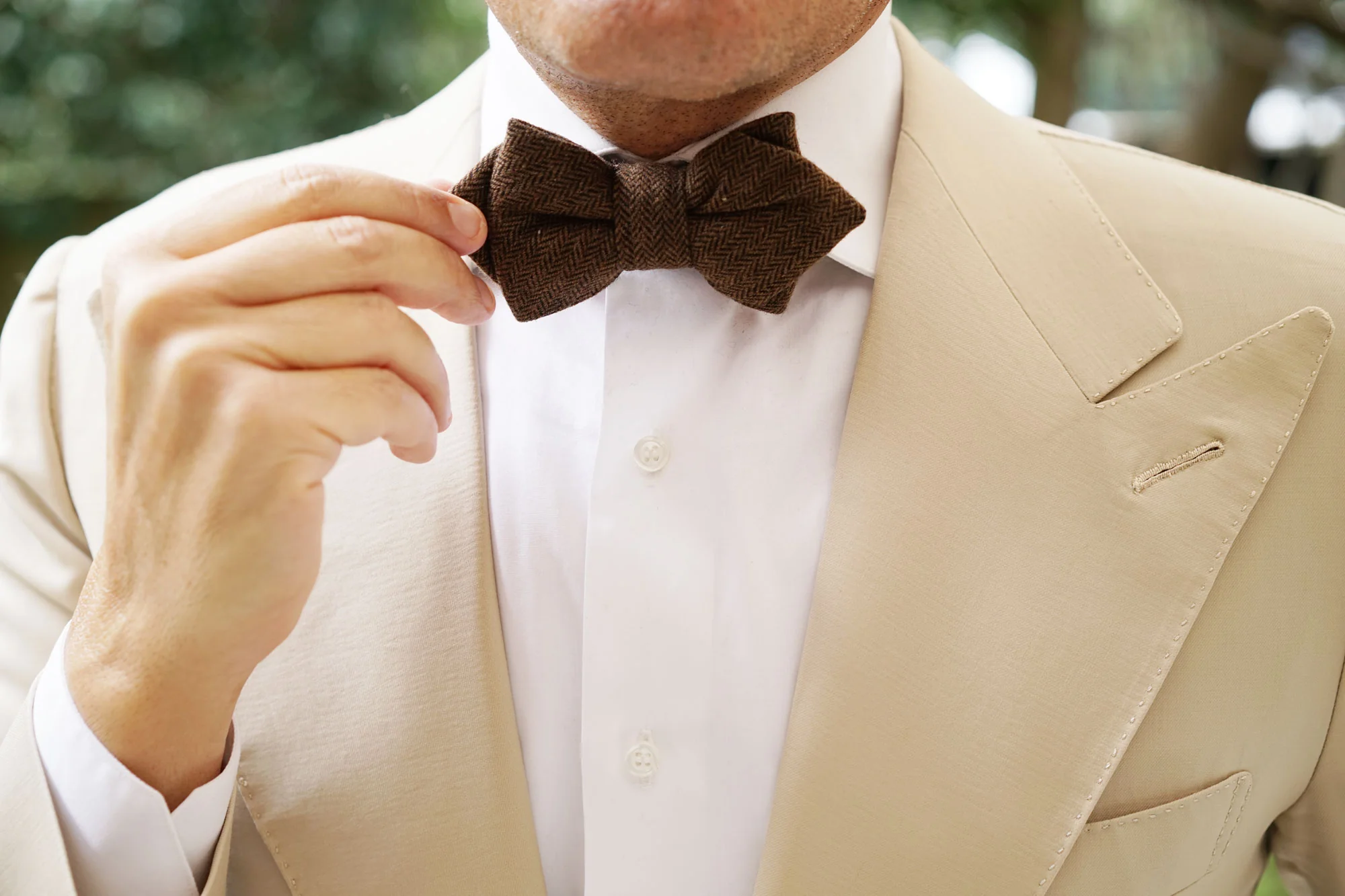 Cinnamon Herringbone Diamond Bow Tie - Image 8
