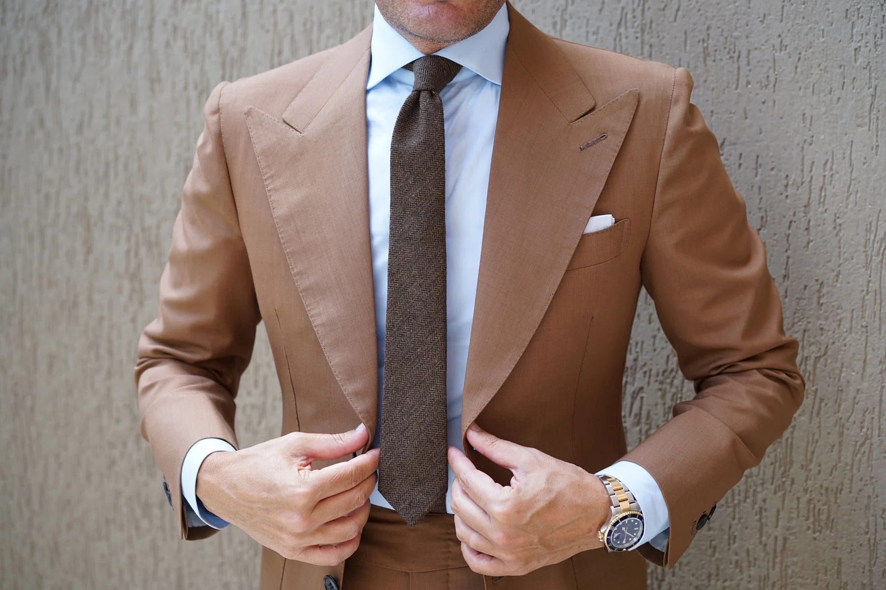 Cinnamon Herringbone Skinny Tie - Image 6