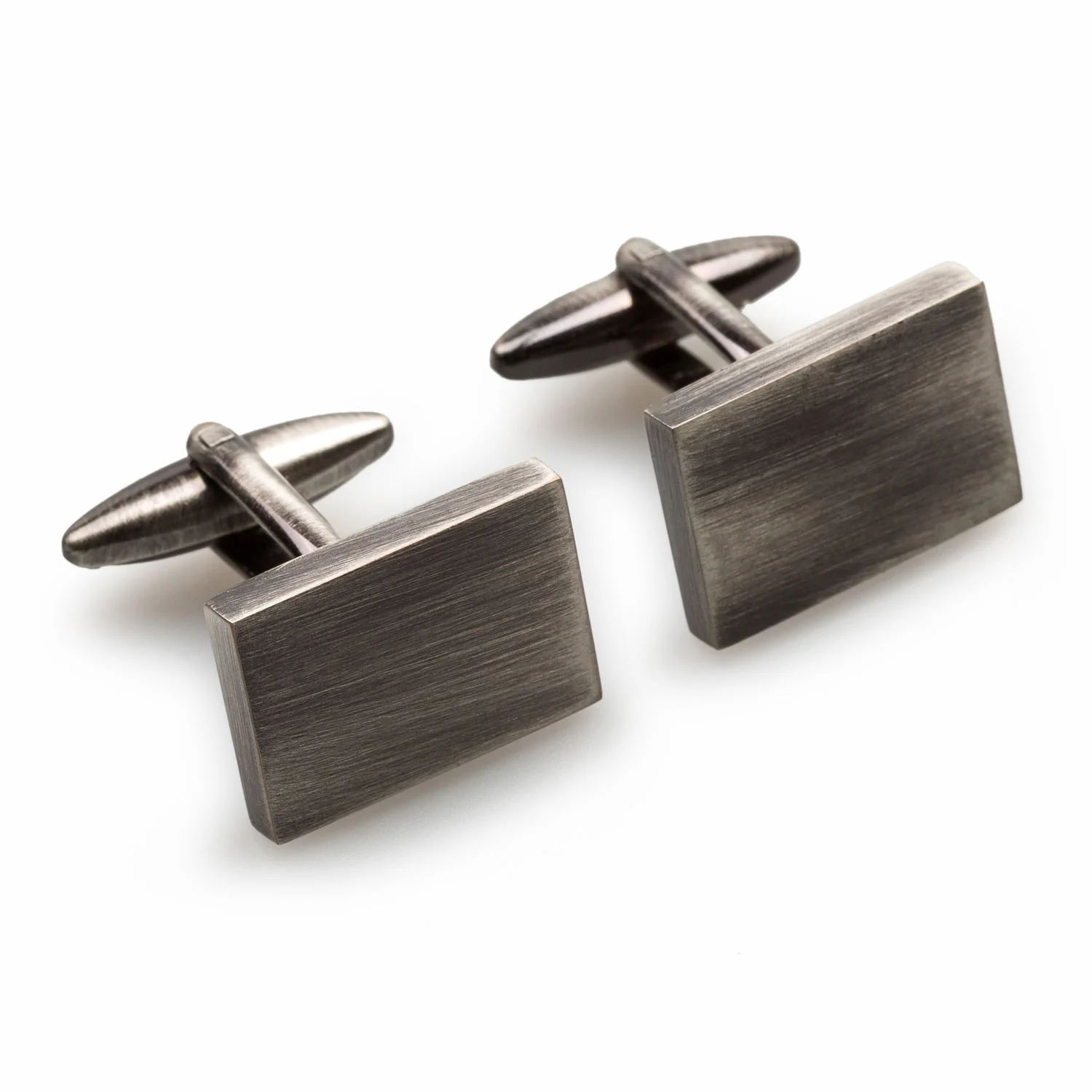 Classic Antique Silver Rectangle Cufflinks - Image 2