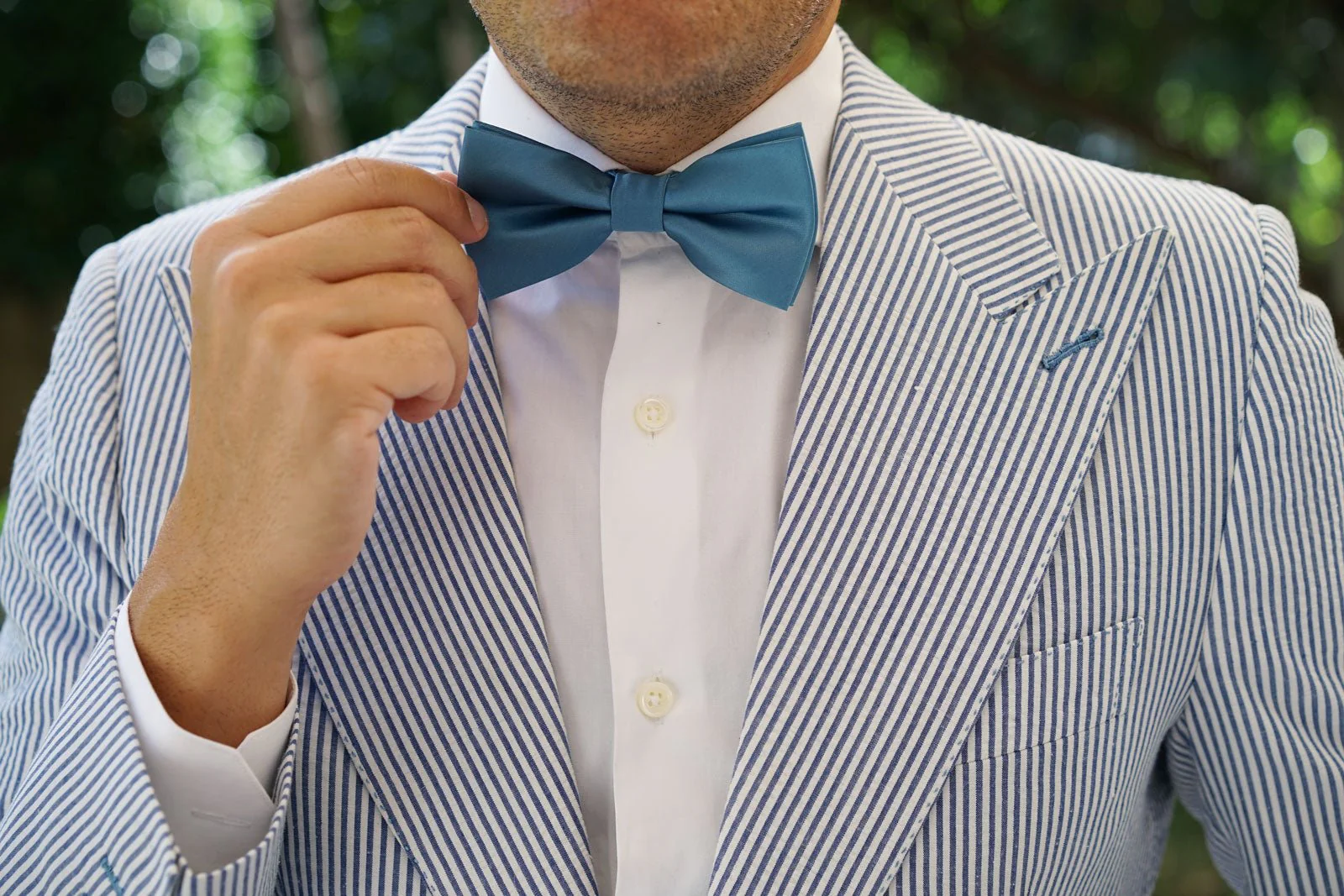 Coastal Blue Satin Bow Tie - Image 8