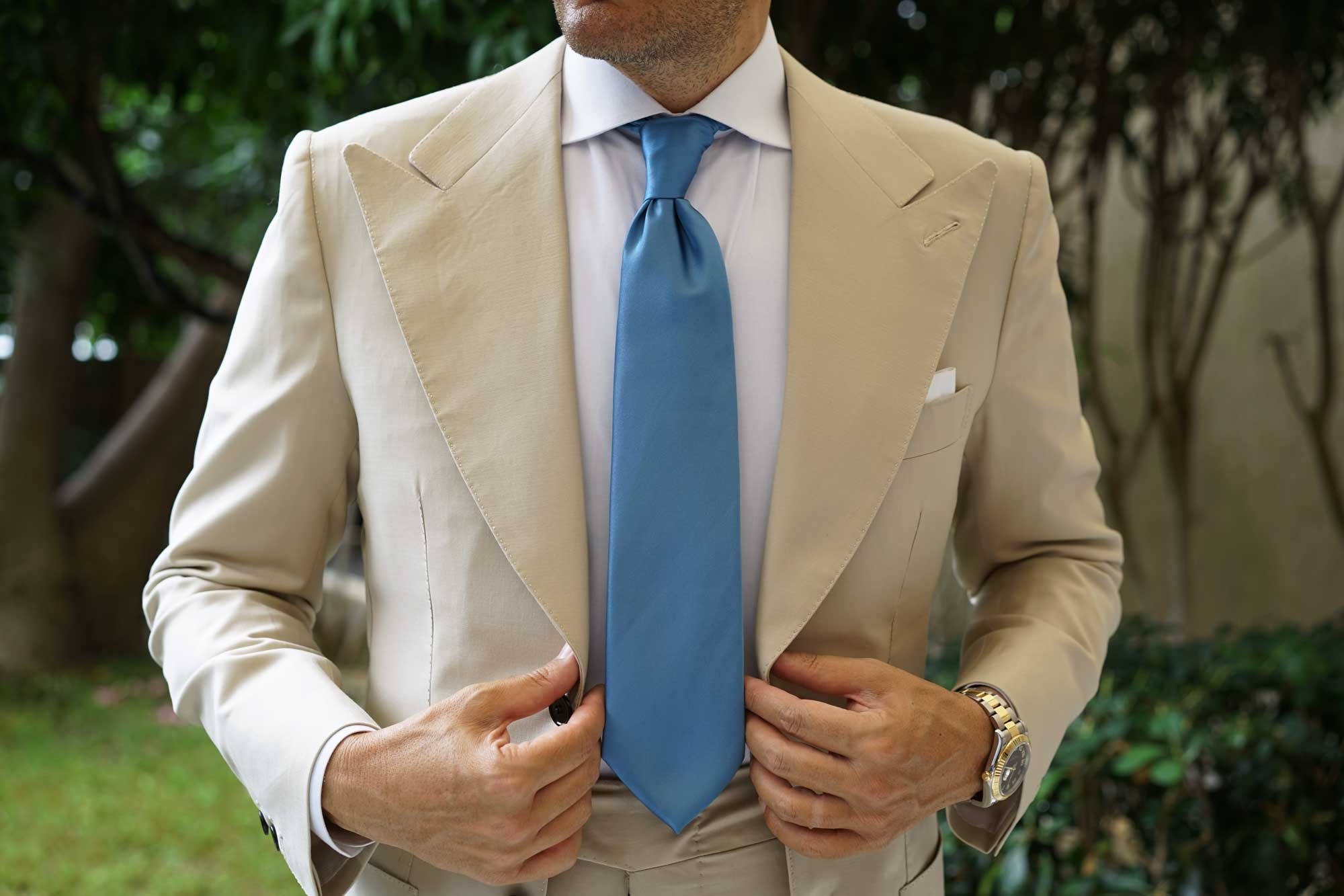 Coastal Blue Satin Necktie - Image 8