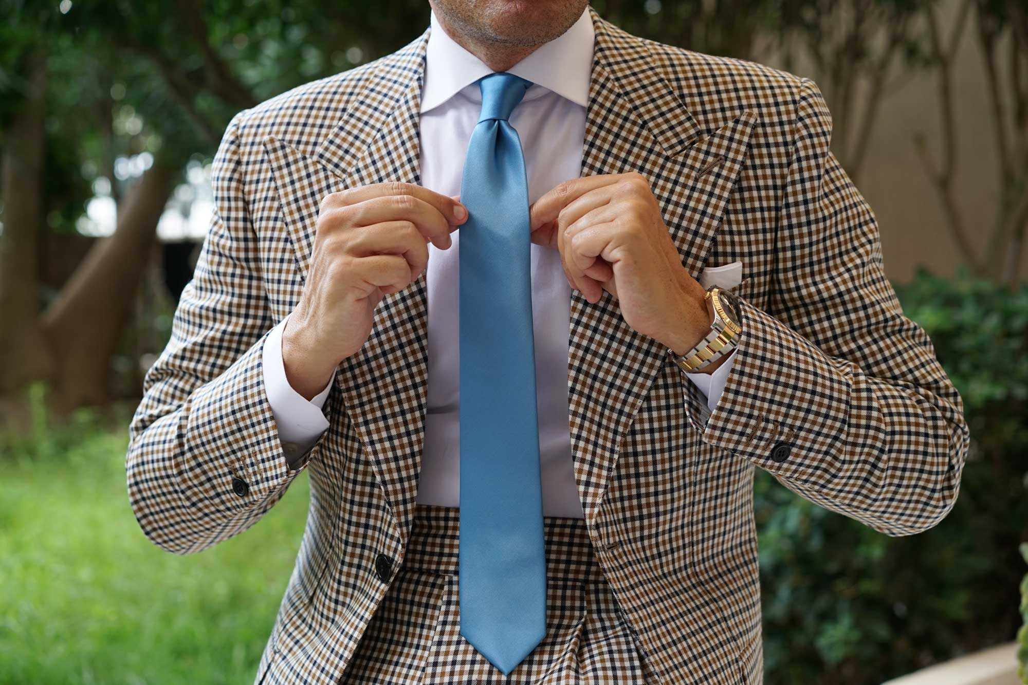 Coastal Blue Satin Skinny Tie - Image 11