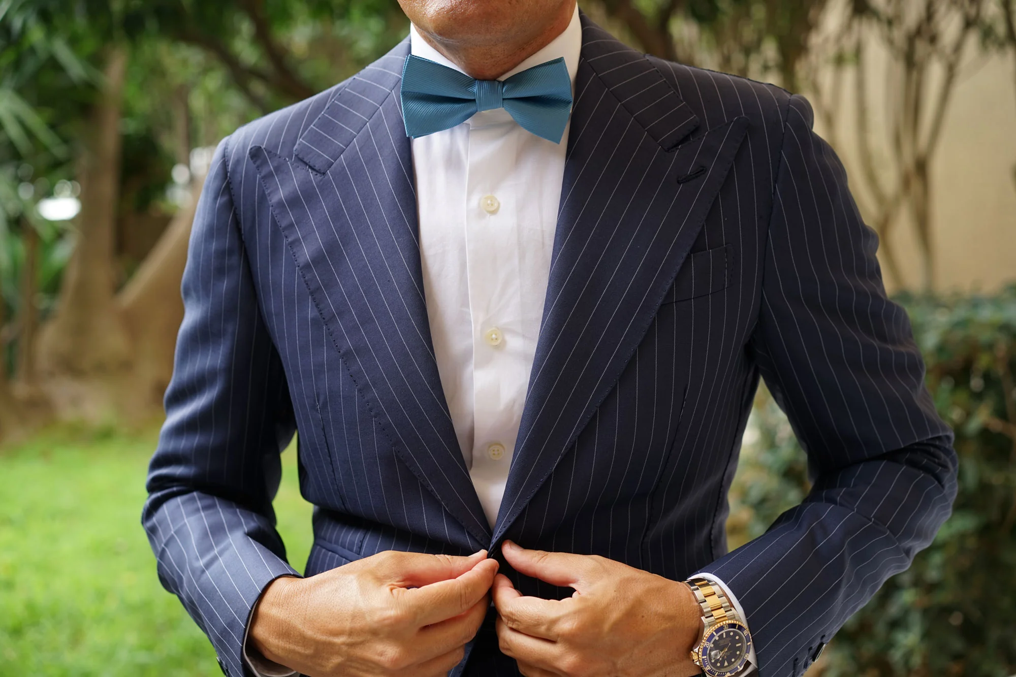 Coastal Blue Twill Bow Tie - Image 3