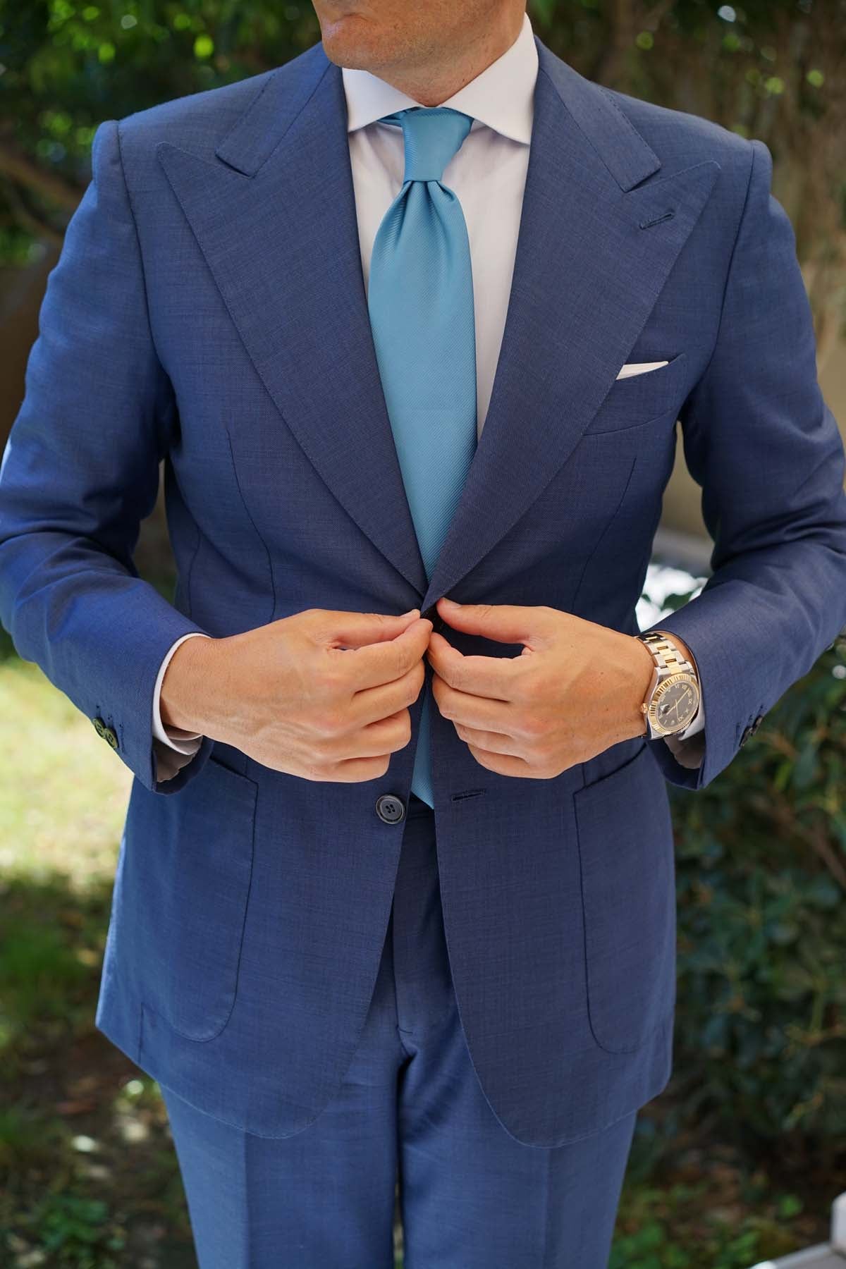 Coastal Blue Twill Necktie - Image 10