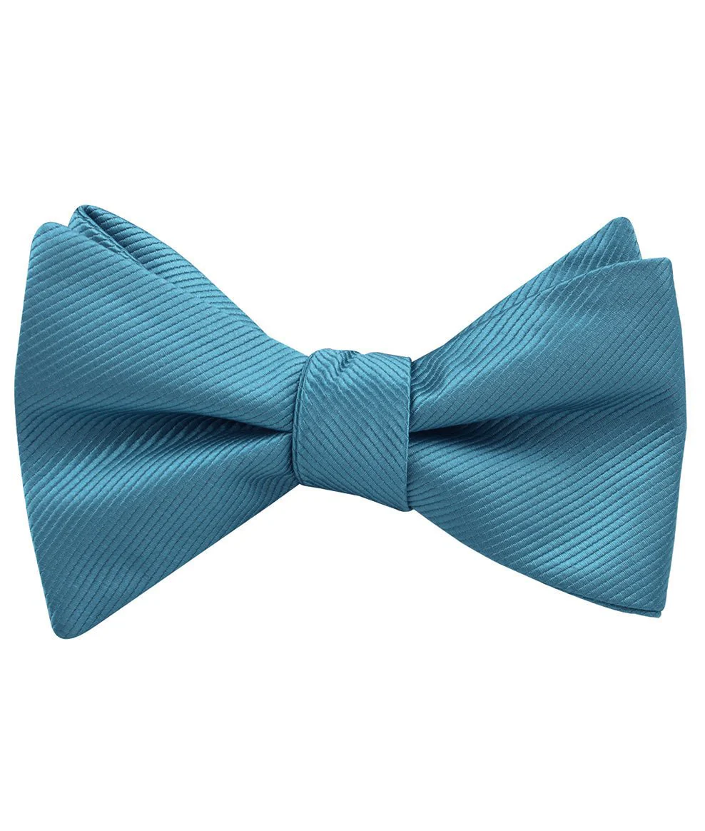 Coastal Blue Twill Self Bow Tie - Image 2