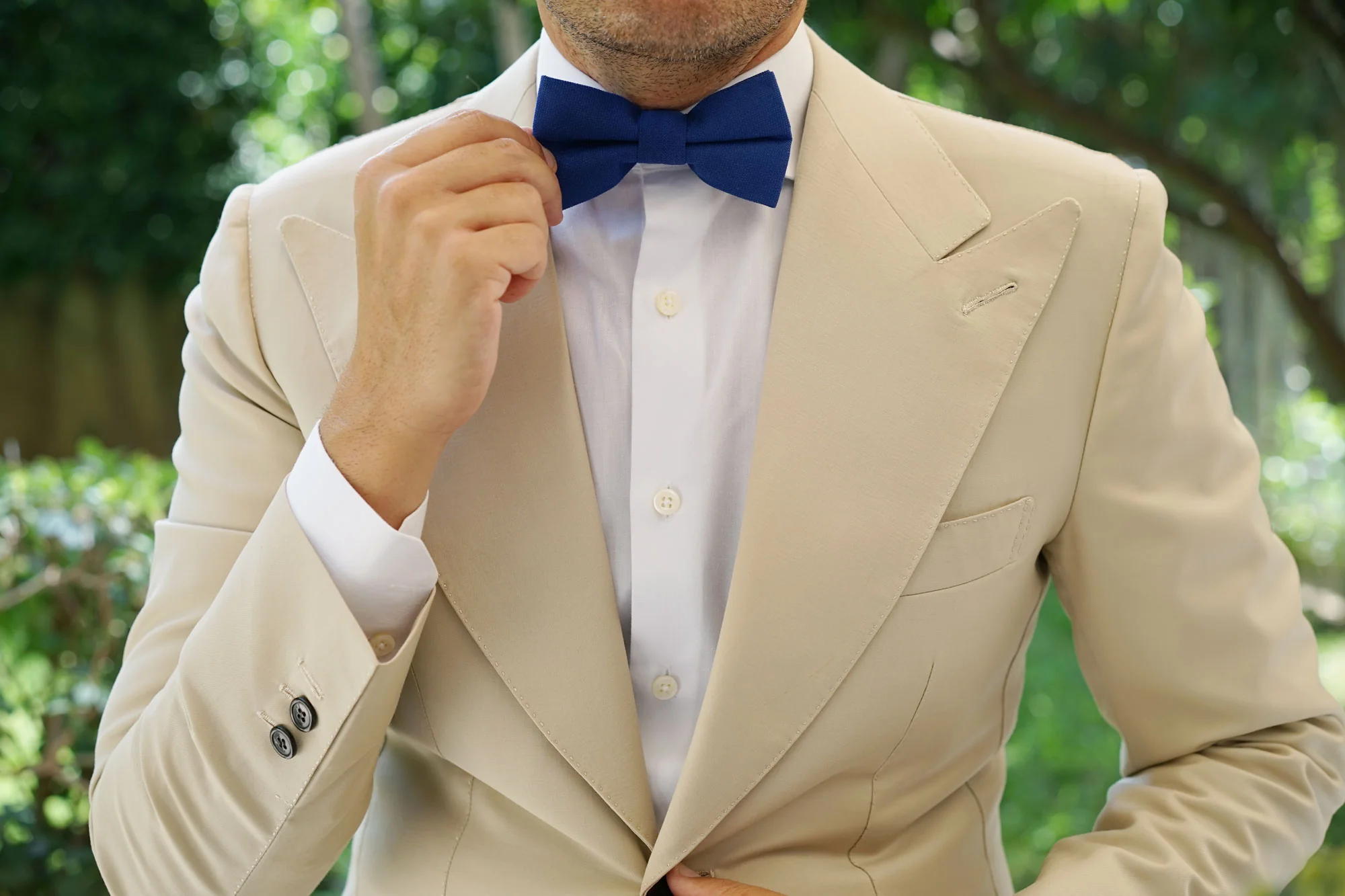 Cobalt Blue Linen Bow Tie - Image 5