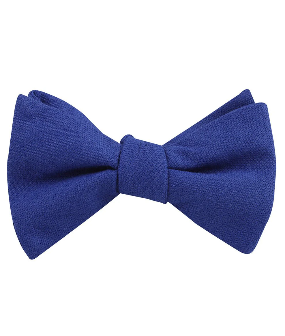 Cobalt Blue Linen Self Bow Tie - Image 2