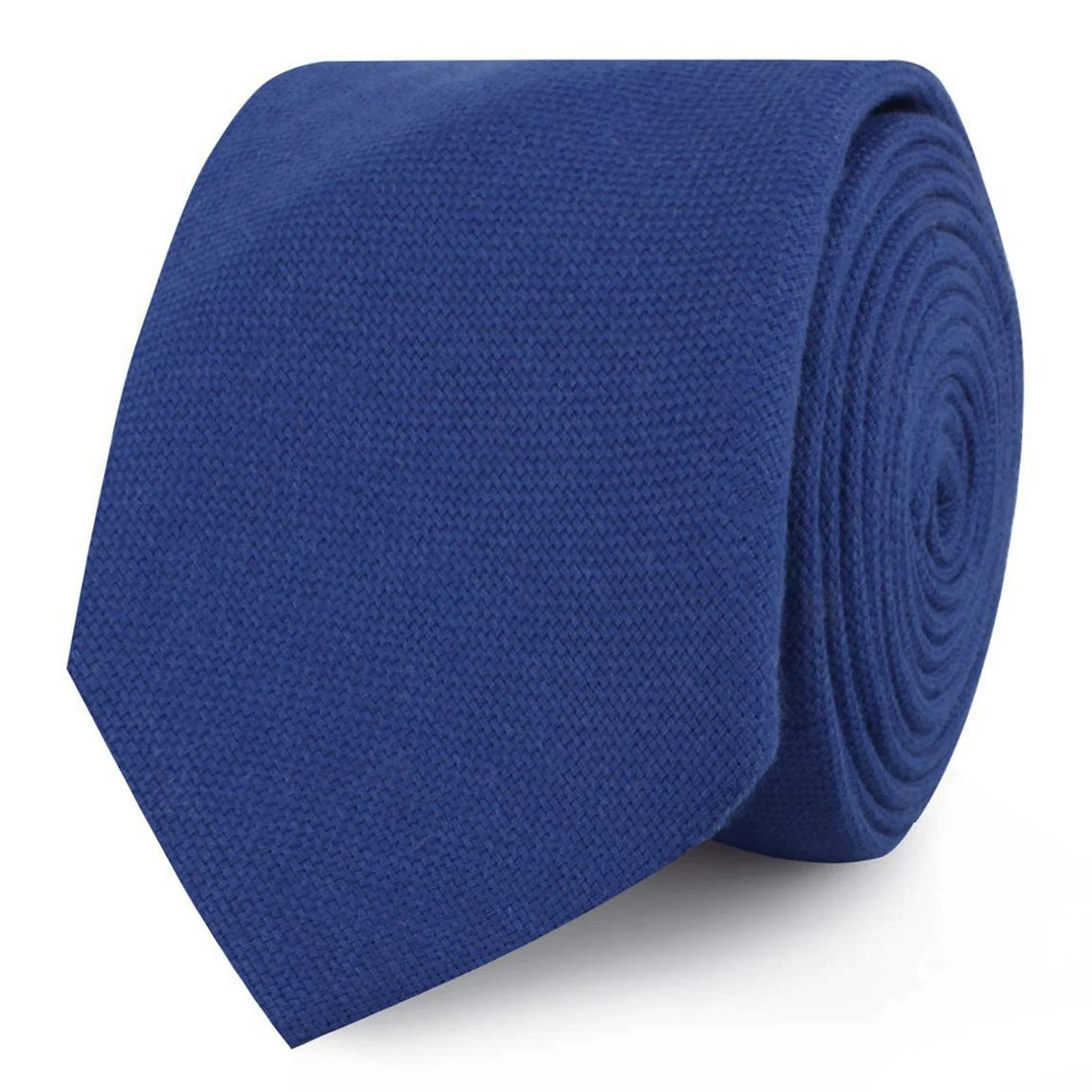 Cobalt Blue Linen Skinny Tie - Image 2