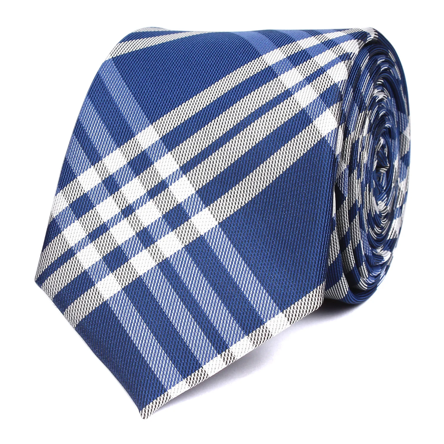 Cobalt Blue with White Stripes Skinny Tie - Image 2
