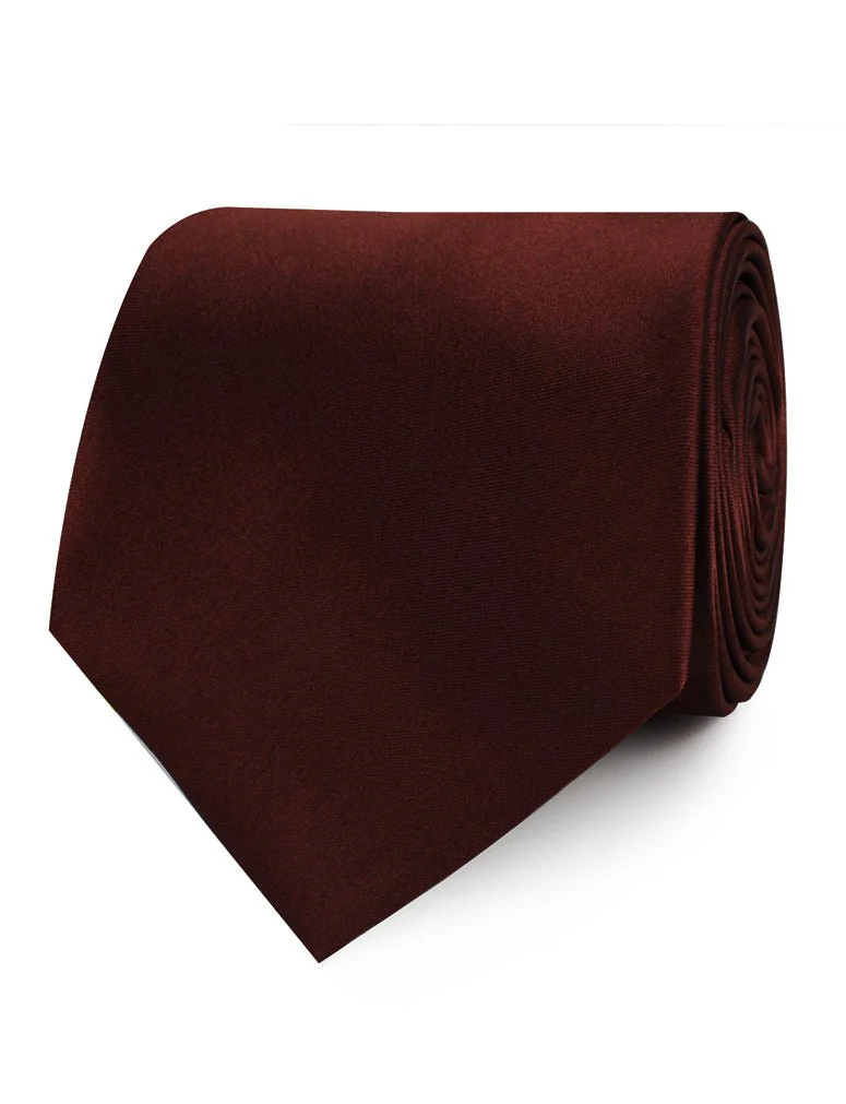 Cocoa Brown Satin Necktie - Image 2