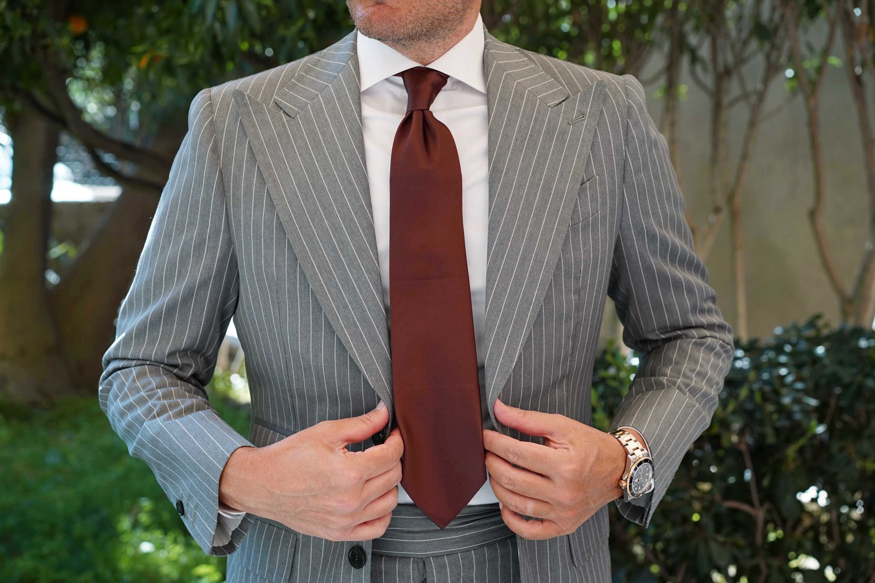 Cocoa Brown Satin Necktie - Image 7