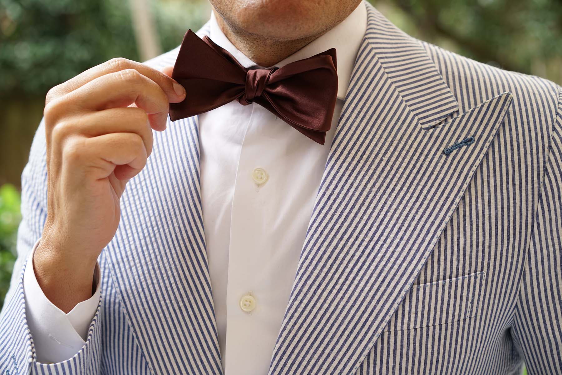 Cocoa Brown Satin Self Bow Tie - Image 8